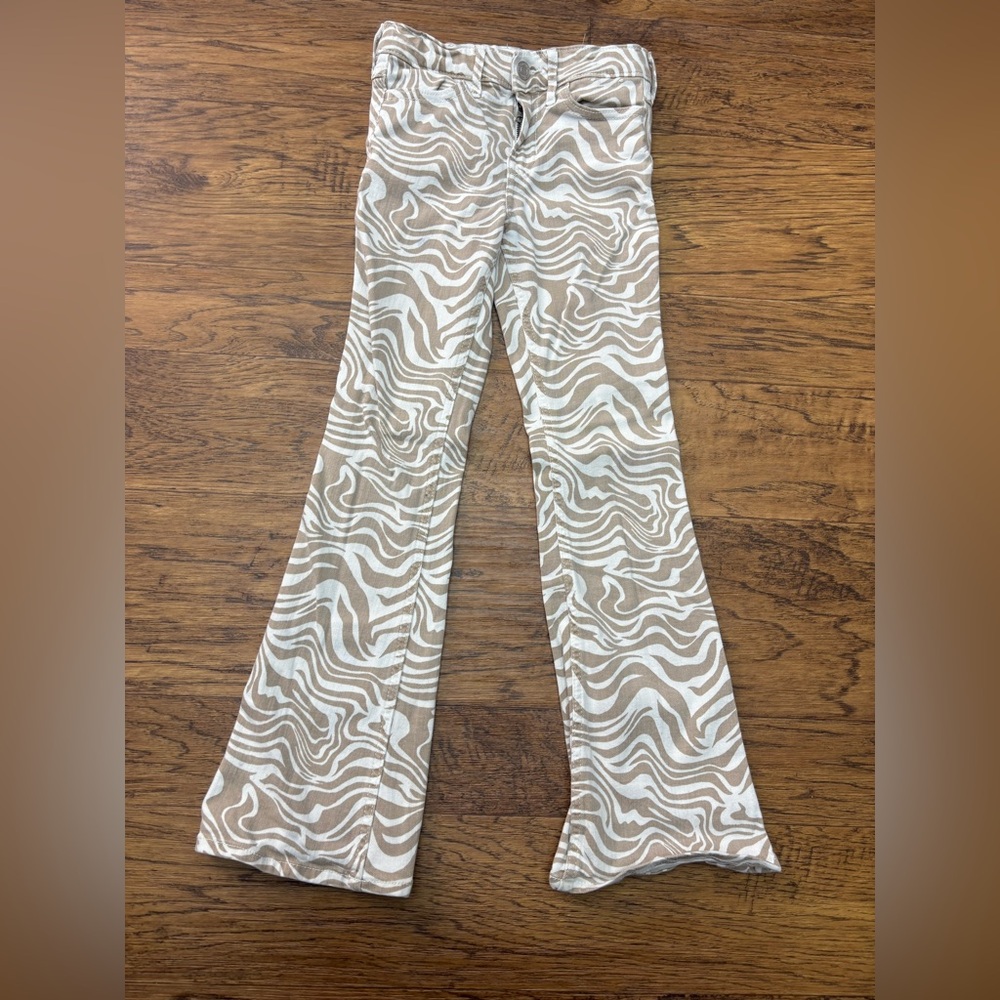 abercrombie kids White and Beige High-Rise Flare Pants